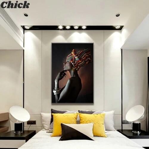 African Wall Art Posters And Prints Elegant Black Women Canvas Paintings Modern Popular Living Room Decoration Wall Paintings