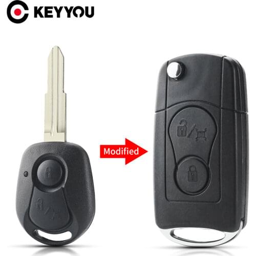 KEYYOU Modified 2 Buttons Flip Folding Remote Car Key Case Fob Shell For Ssangyong Actyon SUV Kyron Auto Key Case Cover
