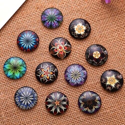 12mm Mixed Style Round Glass Cabochon Dome Jewelry Finding Cameo Pendant Settings 50pcs/lot K04748