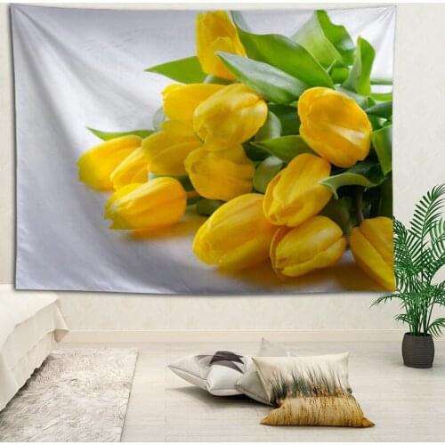 Hot Sale Custom High Quality Tulips Wall Hanging HD Landscape 3D Printing Digital Printing Home Decoration Tapestry
