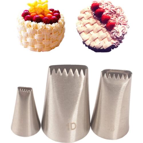 Multi Purpose 304 Stainless Steel DIY Baking Tools Accessories Half Row Woven Pastry Nozzle Kitchen Gadgets Silver 3Pcs/Set