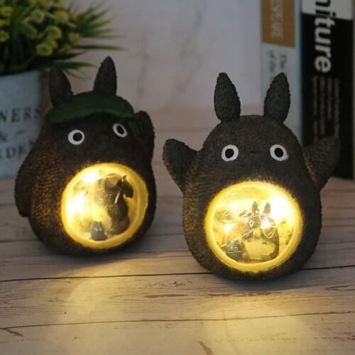 Hayao Miyazaki Animation Totoro Figures Model Toy LED Night Light Toy Anime Totoro Star Resin Home Decoration Kids Toys Gift