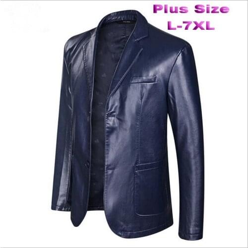 Men Leather Jacket Loose Lapel Pu Leather Coat Men Plus Size Leather Casual Coat Casual Leather Business Jacket Men Coats