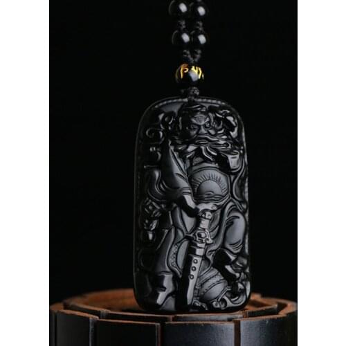 Natural Obsidian Zhong kui Pendant Jewelry Lucky to ward off Evil Auspicious Amulet Pendant Jade Fine Jewelry