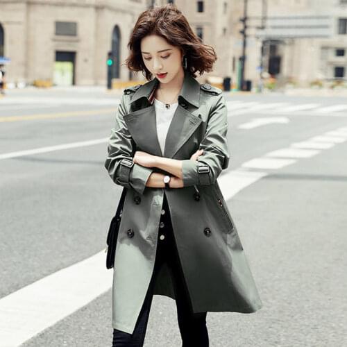 2021 Autumn New Windbreaker Womens Mid-length Mens British Style Popular Coat Jacket Trend