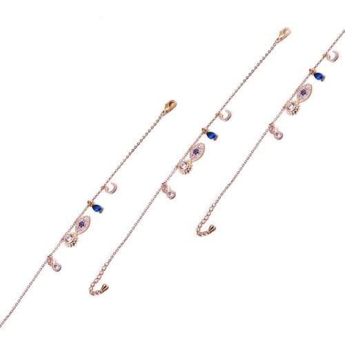 OKILY New Zirconia Sunflower Bracelet&bangle for Womens Bracelet Luxury Letter C Infinite Evil Eye Link Chain Bracelet