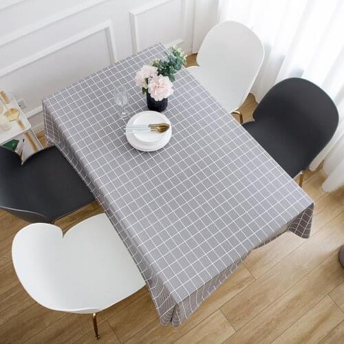 New Grey Plaid Dinner Tablecloth Nordic Style Home Decor PVC Waterproof Desk Cloth Tea Tablc Cover Mat Quality Picnic Carpet 1PC