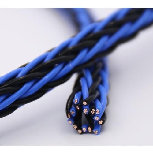 One Meter Blue 8TC 8core twist cable OCC Copper Wire Cable for HIFI Audio Speaker Amplifier Turntable CD Player 16 Strands