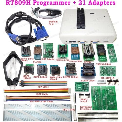 Original RT809H EMMC-Nand Flash Bios Universal USB Programmer With 21 Adapters