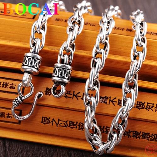 S925 Sterling Silver Mens And Womens Necklace Fashion Punk Popular Personality Thai Silver Domineering Hemp Rattan Necklace