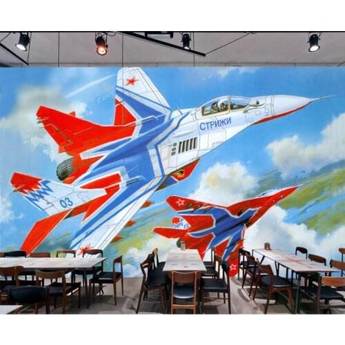 Custom mural on the wall in rolls 3d wallpaper Modern plane flying combat home decor photo wallpaper for living room