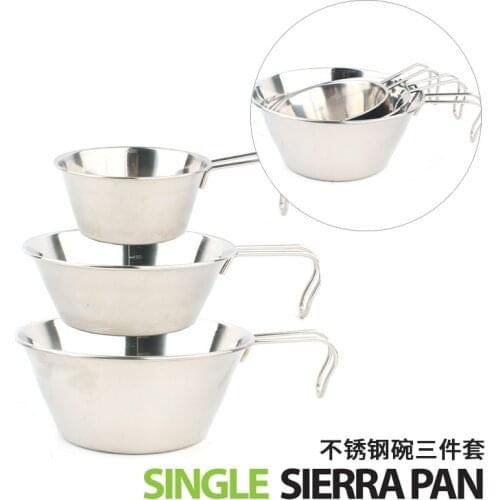 3pcs outdoor stainless steel bowl picnic portable barbecue folding cup mountain climbing water camping cooker mug cookware