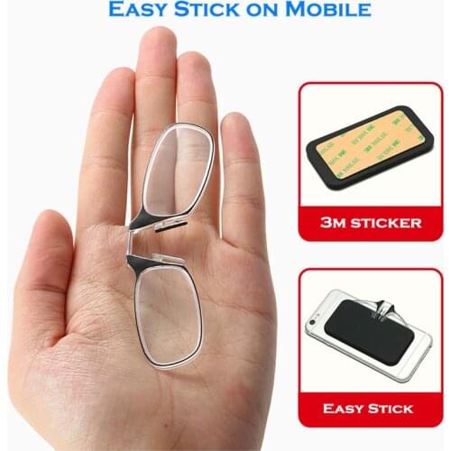 Portable Slim&light Paper Card Easy Stick on Mobile Blue light Blocking Nose Clip Reading Glasses