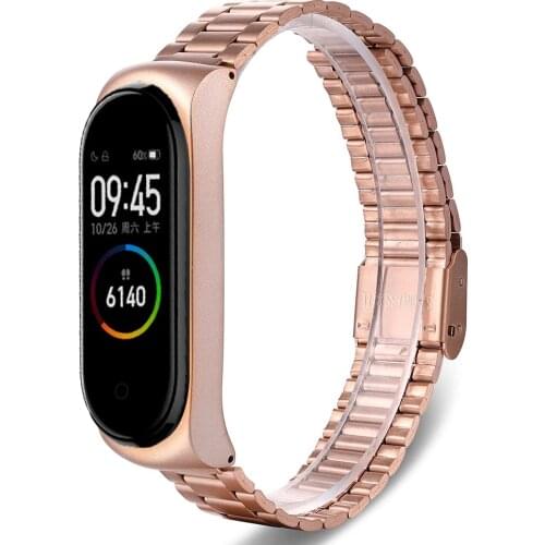 For Xiaomi band Mi band 3/4/5/6 bracelet buckle free shippingmetal band strap stainless steel three-beads band strap
