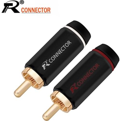 10pcs/lot RCA Connector Gold Plated RCA Male Plug High Quality Speaker Jack Plug RCA Cable Wire Connector 5 Pairs Red+White