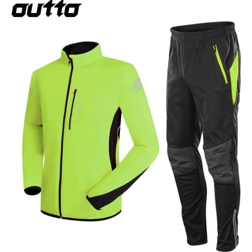 Plus Size Winter Warm Thermal Fleece Sportswear Windproof Jacket Trousers Outdoor Sport Suit Clothing Waterproof Cycling Set