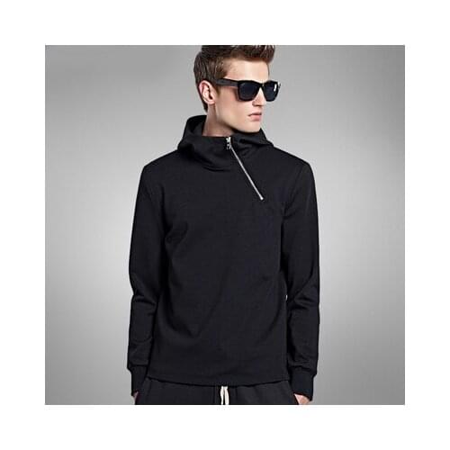 S-5XL ! 2017 New men slim with a hood sweatshirt casual solid color oblique zipper pullover outerwear plus size Singer costumes