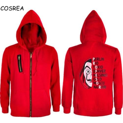 Salvador Dali Robbery Paper House La Casa De Papel Cosplay Costume La Casa De Papel Sweatshirt Hoodie Hooded Coat Jacket Red