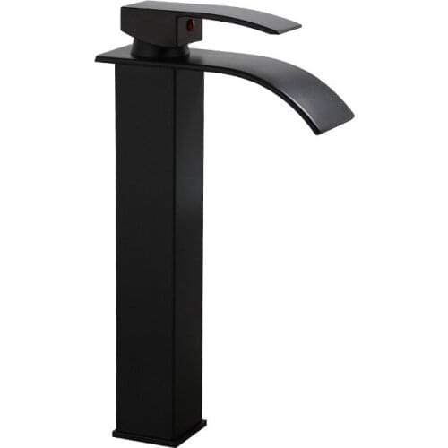 304 Stainless Steel Black Bathroom Sink Faucets Deck Mounted Tall Vessel Basin Faucet Hot and Cold Water Mixer Taps