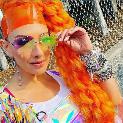 New Love Drop Shaped Colorful Frameless Sunglasses with Cut Edges Prom Tears Funny Glasses