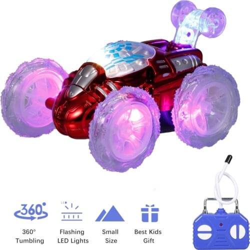 Remote Control Stunt Car RC Car Toy with Flashing LED Lights 360° Tumbling for Kids Boys Girls