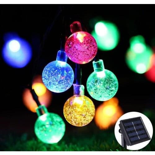 Solar Fairy Lights Outdoor , Yohencin 50LED Waterproof Crystal Ball LED Fairy Lights 9.5M 8 Mode for Garden Multicolor