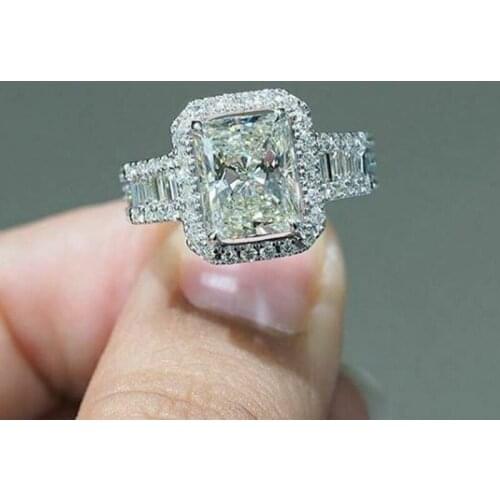 Vintage Lab Diamond Ring 925 Sterling Silver Engagement Wedding Band Rings for women Bridal Promise Party Jewelry Gift