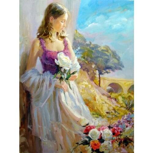 Top Quality Beautiful Europe Young Girl Oil Painting On Canvas Handmade Beauty Lady Figure Oil Painting For Living Room Decor