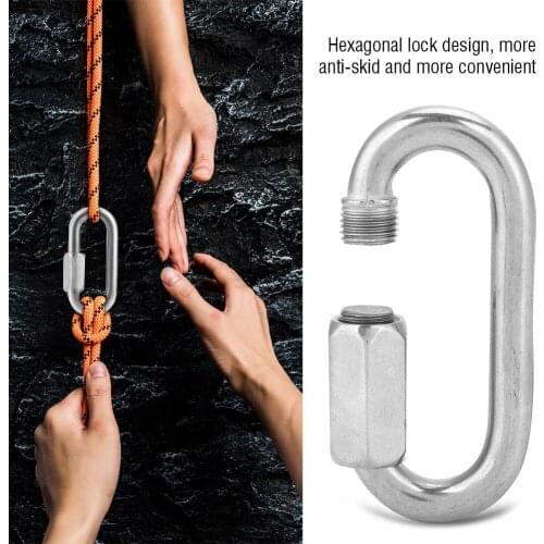 High Strength D Ring Clip Stainless Steel Screw Outdoor Hike Hang Quickdraw Buckle Survive Camp Carabiner Climb Lock Hook