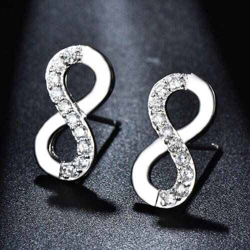 Blaike Cute 925 Silver Stud Earrings For Women Infinity 8 Shape Earring Wedding Engagement Jewelry Valentines Day Gifts