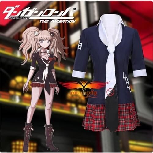 Danganronpa Junko Enoshima Prohibition Cosplay Costume Adult Women Outfits Girl Uniform Skirt Tie Bunny Bow Hairpin Halloween