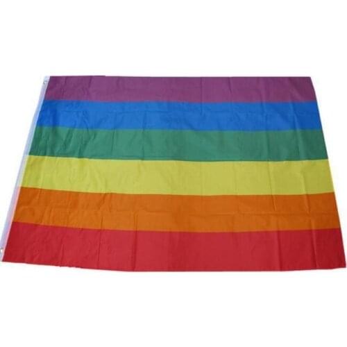 100Pcs Rainbow Flag 3x5FT 90x150cm Lesbian Gay Pride Polyester LGBT Flag Banner Polyester Colorful Rainbow Flag For Decoration