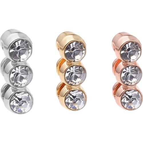 2Pcs/Lot DIY Brand Jewelry Gift Rhinestone Sparkling Trio Slide Beads for Stainless Steel Mesh Bracelets Accessories Making