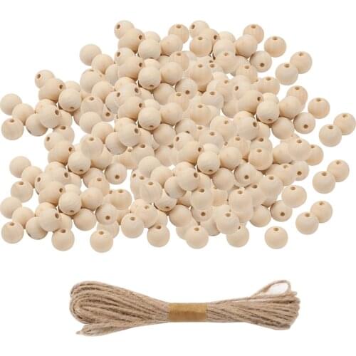 200pcs 20mm Natural Wood Ball Beads Unfinished Round Wooden Loose Beads Wood Spacer Beads for DIY Bracelets Macrame Craft Making