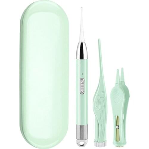 U2JD 3 Pcs Earpicks Ear Wax Removal Tools with LED Light Ear Spoon Digger Tweezers Nose Cleaning Pick Nipper for Adult Kids Baby