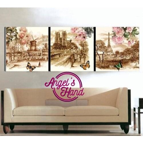 3 pcs/set, DIY 5D Diamond Painting Landscape Eiffel Tower,Full square Diamond mosaic Embroidery,Cross Stitch,Home Decoration