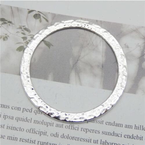 Julie Wang 5PCS Big Circle Charms 54mm Alloy Antique Silver Color Round Connector Bracelet Jewelry Making Pendant Accessory