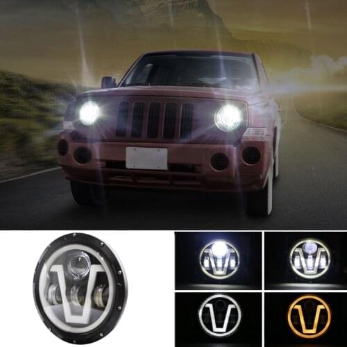 7 Inch LED Headlights with DRL & Amber Turn Signal for Jeep Wrangler Jk TJ Fj Hummer Trucks Motor Off Road Lights V