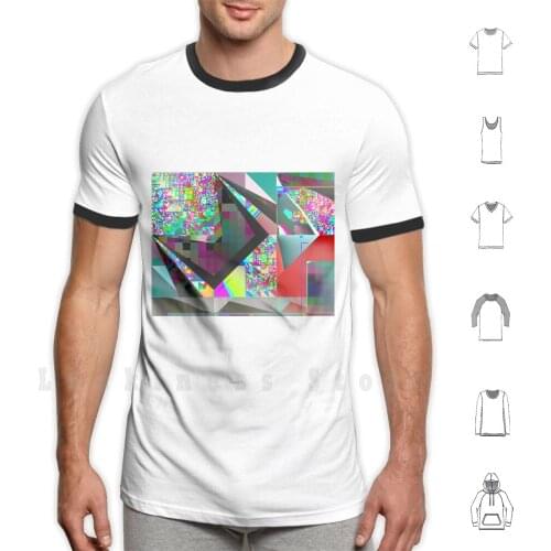 Abstract Aesthetic Blocky 80s 90s Pixel Psychedelic Glitch Art T Shirt DIY Cotton Big Size S-6xl Abstract Aesthetic
