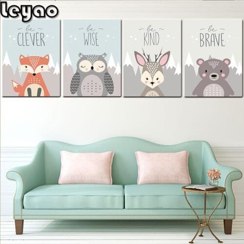 Diamond Embroidery cartoon animal,owl,bear,fox,deer,Cross Stitch Diamond Painting Picture for Living Room Wall Kids Decoracion