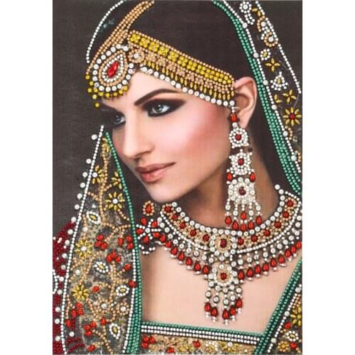 Special Shaped Diamond Painting 5D Indian Woman Diamond Embroidery Portrait Mosaic Picture Handicraft Art Kits Home Decoration