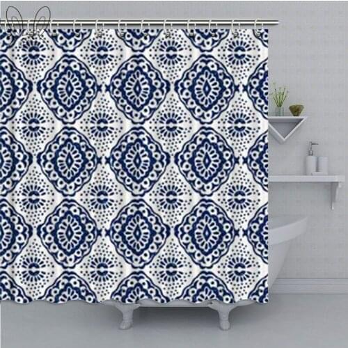 Ikat Seamless Pattern Shower Curtain Vector Tie Dye Bathroom Curtain Waterproof Polyester Bath Decor Shower Cover Sets