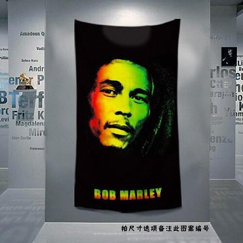 Bob Marley Jamaican Reggae Rock Music Flag Banner Cloth Art Retro Poster Tapestry Wall Sticker Hanging Painting Home Decoration
