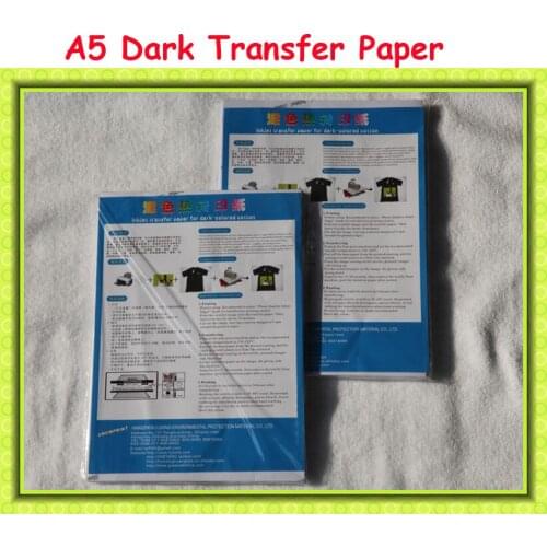 A5 Paper 50 Pieces Dark Inkjet Heat Transfer Paper Thermal Papel Transfer Printing Paper for T Shirt Fabric