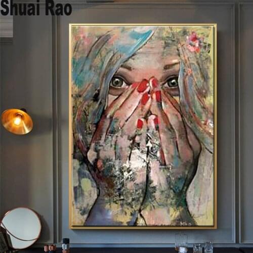 Diy 5d diamond painting"Abstract surprise woman"full square drill diamond embroidery portrait cross stitch mosaic painting