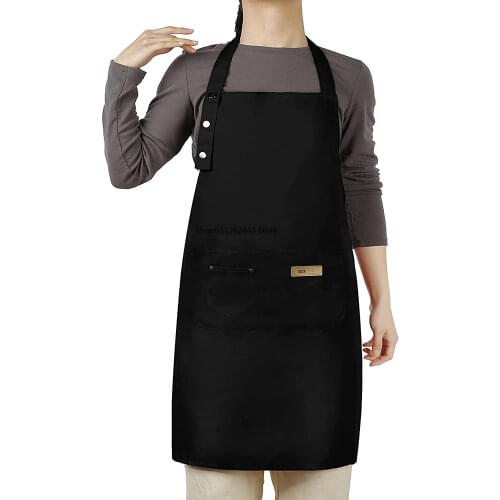 Apron Kitchen Double Pocket Thickened Stain Resistant Apron Adjustable Apron Use for Baking Cooking Barbecue Apron for Men Woman