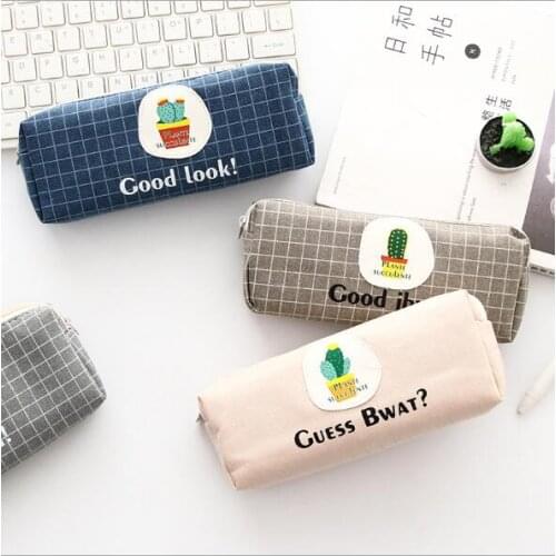 Kawaii Korean Canvas Big Capacity Pencil Bag Students Desk Organizer Pencil Case For Boys And Girls School Study Stationery