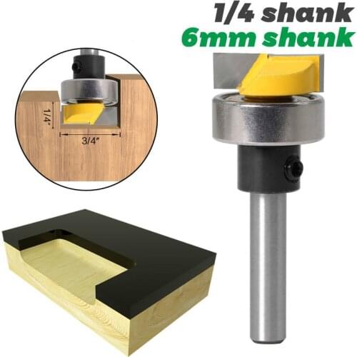 6mm shank 1/4" Shank Template Trim Router Bit - Bottom Cleaning 3/4"W X 1/4"H Woodworking cutter Tenon Cutter for Woodwork
