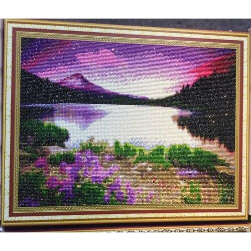 Lake scene DIY Crystal 5D full plastic diamond painting embroidery machine glue cross stitch kit art 3D mosaic square rhinestone