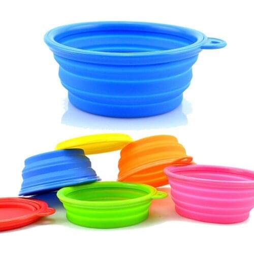 Best quality Pet Dog Cat Bowl Plates Feeder container Feeding Water Feeder 6 colors Fashion Silicone Travel Bowl Dish GL004